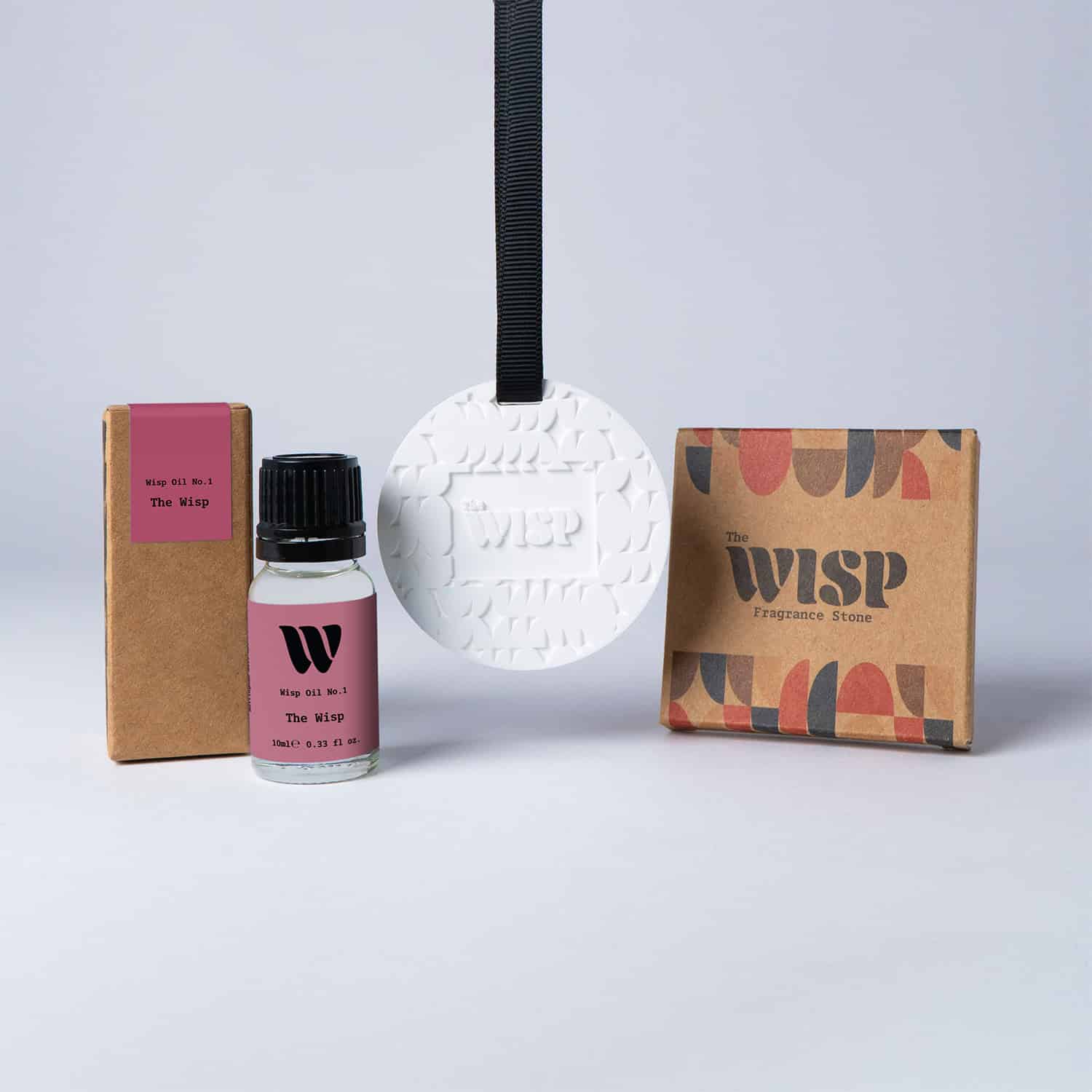 The Wisp Fragrance Stone gift set by The Wisp — ceramic scent stone, 10ml fruity gourmand home fragrance oil and kraft box