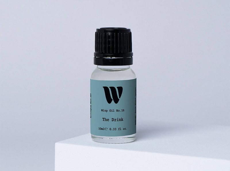 Bottle of the 10ml Wisp home fragrance oil No.16 The Drink which has notes of citrus notes and aromatic sage.