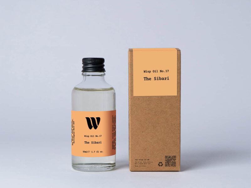 The Sibari home fragrance oil No.17 by The Wisp — bright citrus scent, 50ml bottle with kraft box