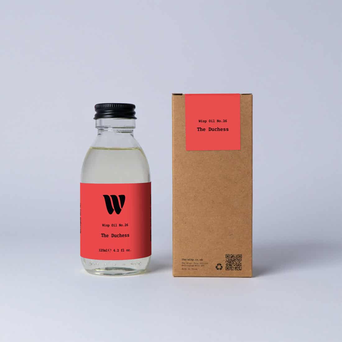 Bottle of the 125ml Wisp home fragrance oil No.26 The Duchess which has notes of hyacinth and musk.