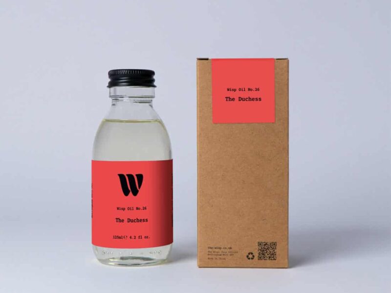 Bottle of the 125ml Wisp home fragrance oil No.26 The Duchess which has notes of hyacinth and musk.