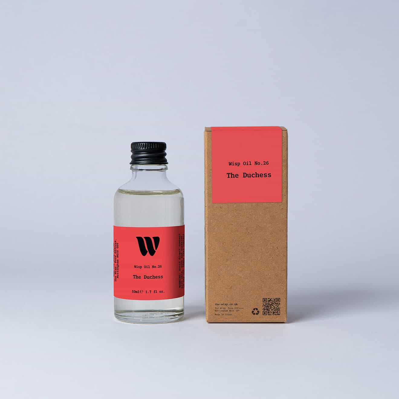 Bottle of the 50ml Wisp home fragrance oil No.26 The Duchess which has notes of hyacinth and musk.